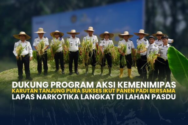 Karutan Tanjung Pura Ikuti Panen Padi di Lapas Narkotika Langkat, Dukung Ketahanan Pangan