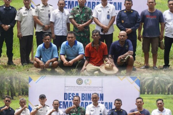 Rutan Tanjung Pura Bersihkan Lahan Ketahanan Pangan di Desa Binaan Pemasyarakatan