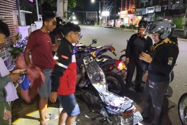 Timsus Dayok Mirah Patroli Rutin Malam, Tiga Knalpot Brong Diamankan dari Jalanan Pematangsiantar
