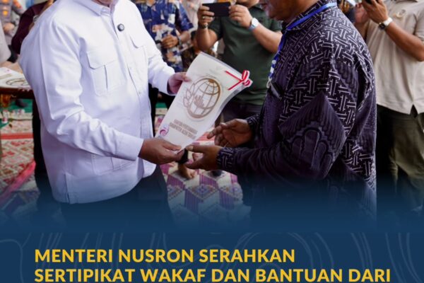 Menteri Nusron Serahkan Sertipikat Wakaf dan Bantuan dari MUI untuk Masjid Salman Alfarisi Aceh Tamiang