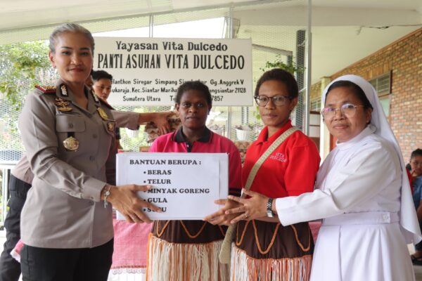 Polres Pematangsiantar Peduli Anak Yatim, Baksos di Panti Asuhan Vita Dulcedo Jalan Melanthon Siregar