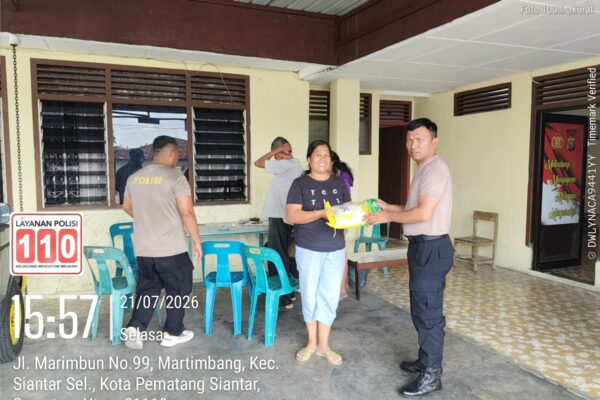 Polsek Siantar Selatan Gelar Gerakan Pangan Murah, Warga Serbu 100 Karung Beras SPHP Rp58.000/Karung