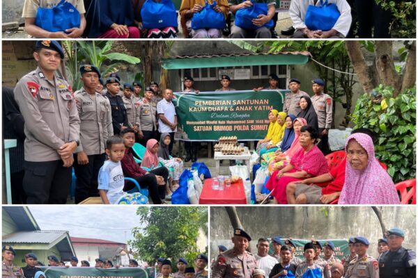 Maulid Nabi 1448 H, Brimob Sumut Bagikan Santunan kepada Kaum Duafa dan Anak Yatim di Tiga Titik Medan Tembung