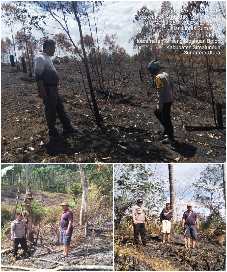 Brigadir Rianto Perangin-angin dan Pangulu Nagori Cek Lahan Terbakar 3 Rante di Dolok Mariah