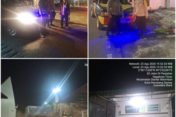 Polsek Siantar Marihat Gelar Patroli Blue Light, Sasaran Kantor Pegadaian, Pemukiman, dan Wisata Kuliner