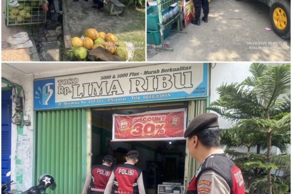Polres Pematangsiantar Kawal Keamanan, Sat Samapta Patroli di Kedai Kopi, Toko Serba Lima Ribu, dan Pedagang Es Kelapa Muda