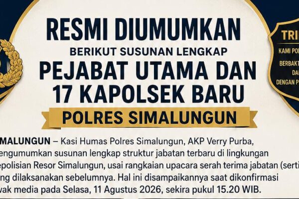 Polres Simalungun Umumkan Susunan Pejabat Baru, AKP Priska Kasat Lantas, IPTU Budianto Kapolsek Purba