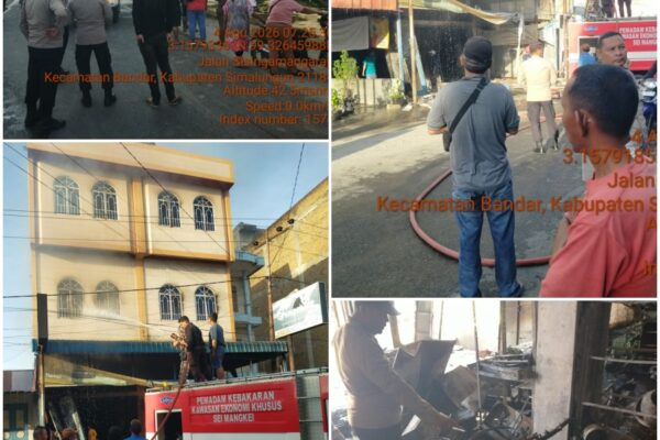 Api Ludeskan Dua Ruko di Perdagangan I, Kapolsek Bandar Huluan: Waspada Arus Pendek Listrik!