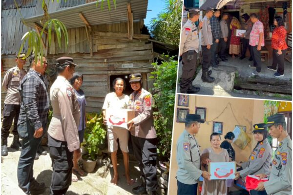 Polsek Siantar Utara Gelar Aksi Sosial dan Kebangsaan, Bagikan Sembako dan Bendera Sambut HUT RI ke 81