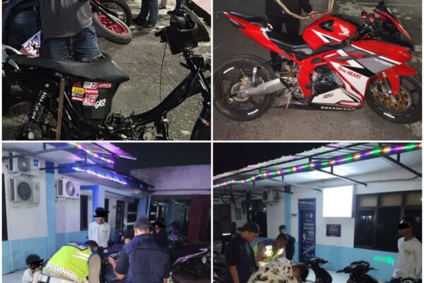 Patroli Malam Sabtu, Timsus Dayok Mirah Sita 9 Knalpot Brong, 4 Motor Ditilang di Sat Lantas