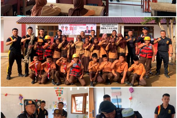 Personel Brimob Sumut Berbagi Pengetahuan SAR dan Kesiapsiagaan Bencana di SDN 100306 Garonggang