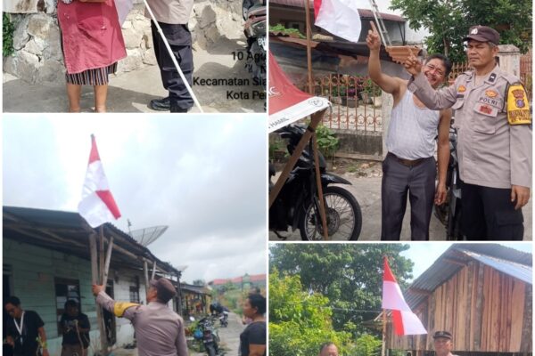 Polsek Siantar Marihat Ajak Warga Kibarkan Bendera, Kapolsek: Tumbuhkan Rasa Nasionalisme Sambut HUT RI ke 81