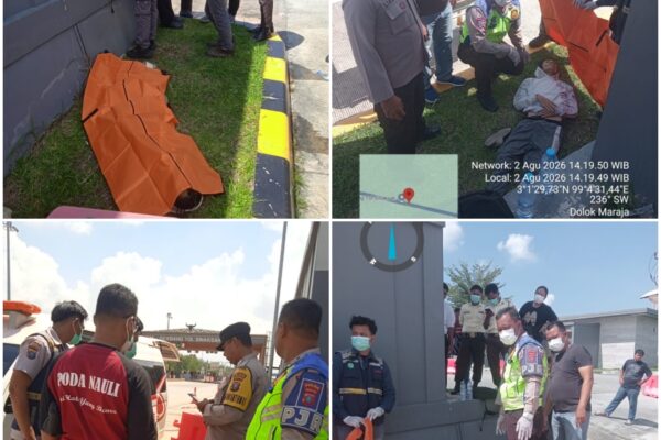 Penumpang Bus Poda Nauli Tewas di Pintu Tol Sinaksak, Polsek Dolok Batu Nanggar Gerak Cepat Evakuasi Jenazah