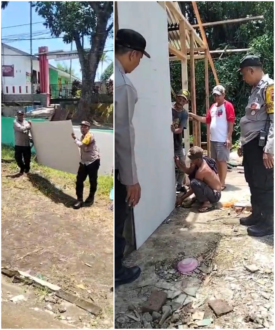 Polsek Siantar Barat Bantu Warga Korban Angin Kencang di Jalan Singosari, Rumah Binsar Simarmata Dibangun Ulang