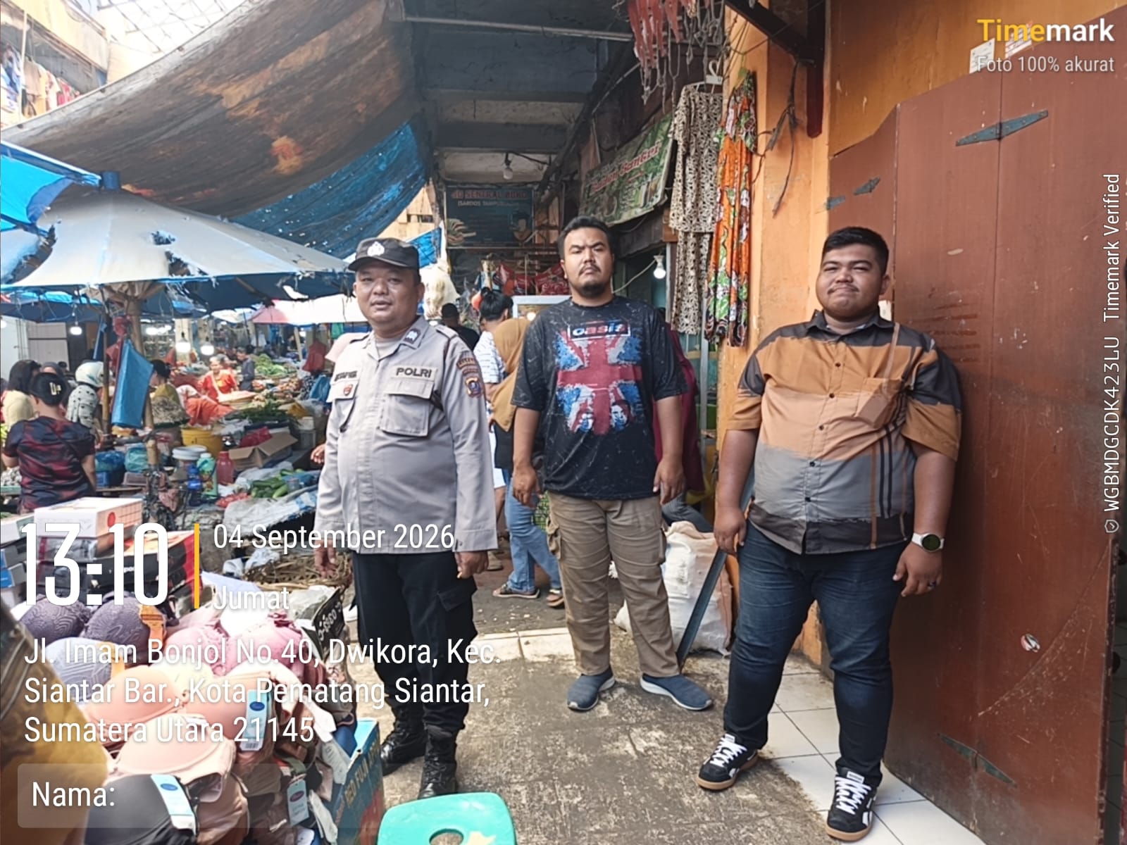 Polsek Siantar Barat Patroli di Pasar Horas, Cegah Curat, Curas dan Curanmor