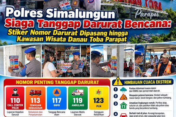 Cegah Risiko Musibah di Kawasan Danau Toba, Sat Pamobvit Polres Simalungun Sosialisasikan Call Center 110