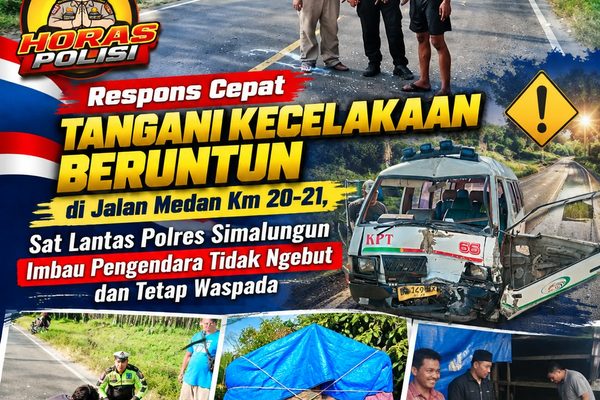 Respon Cepat Kecelakaan L300 vs Pick Up, Sat Lantas Simalungun Evakuasi Korban dan Imbau Pengendara Hati-hati