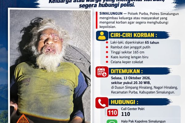 Temukan Jenazah Lansia Tanpa Identitas di Simpang Hinalang, Polsek Purba Imbau Warga Segera Hubungi Polisi