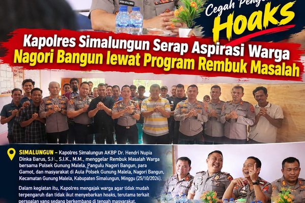 Dengar Keluhan Sengketa HGU Hingga Ternak Sapi, Kapolres Simalungun Tampung Aspirasi Warga di Aula Polsek Gunung Malela