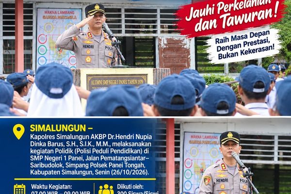 Sambangi 300 Pelajar di Panei Tongah, AKBP Hendri Barus Tekankan Pentingnya Kedisiplinan dan Bahaya Kenakalan Remaja